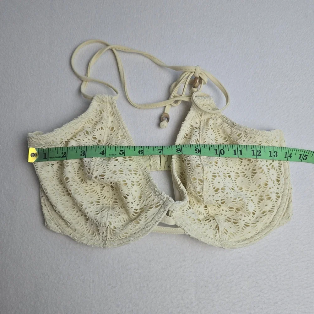Freya Sundance White Crochet Underwire Halter Bikini Top 34H AS3903LIN Boho